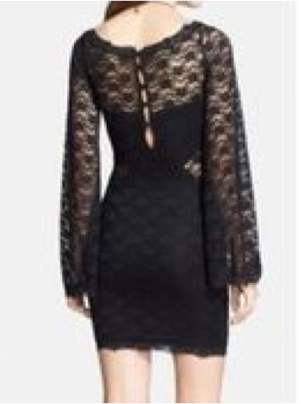Free People Black Lace Bell-Sleeve Mini Dress